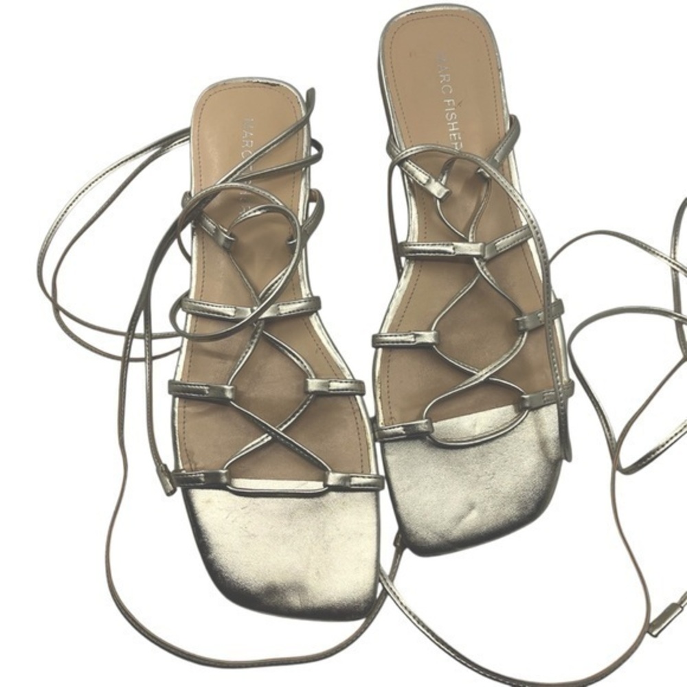 Marc Fisher Women’s “MFCALYDA” Gold String Up Sandals size 9.5M